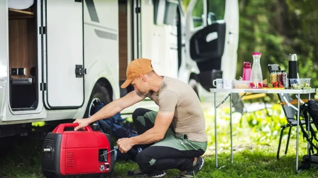 man start generator bij camper