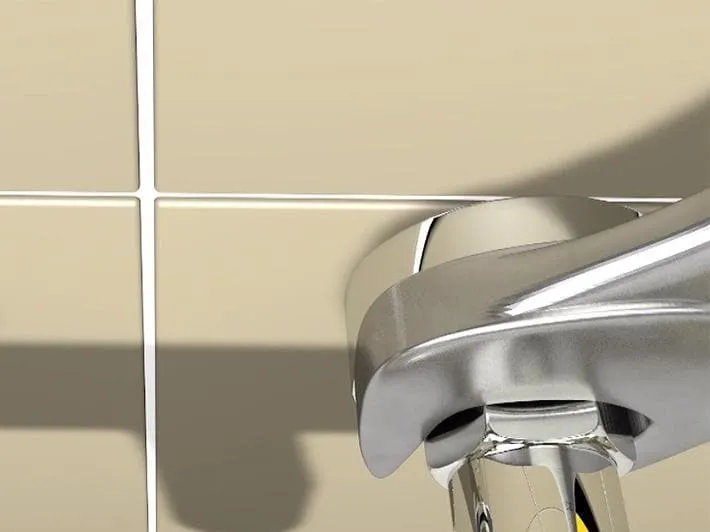 open-ended spanner tightens mixer nut