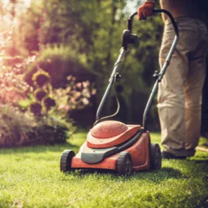 woman behind wheelbarrow in garden