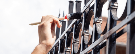 Painting a metal fence