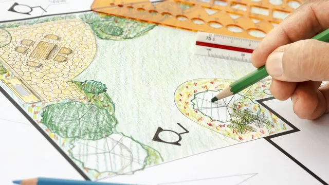 hand schetst tuinplan