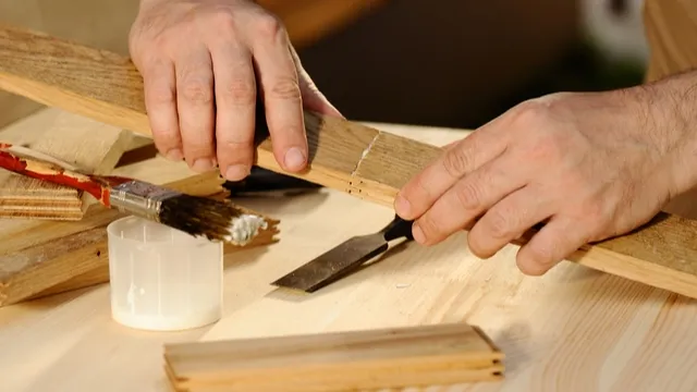man glues wood