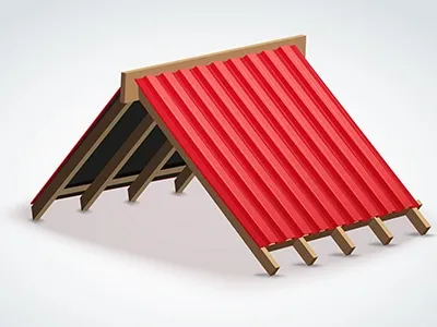 dakconstuctie met golfplaten’