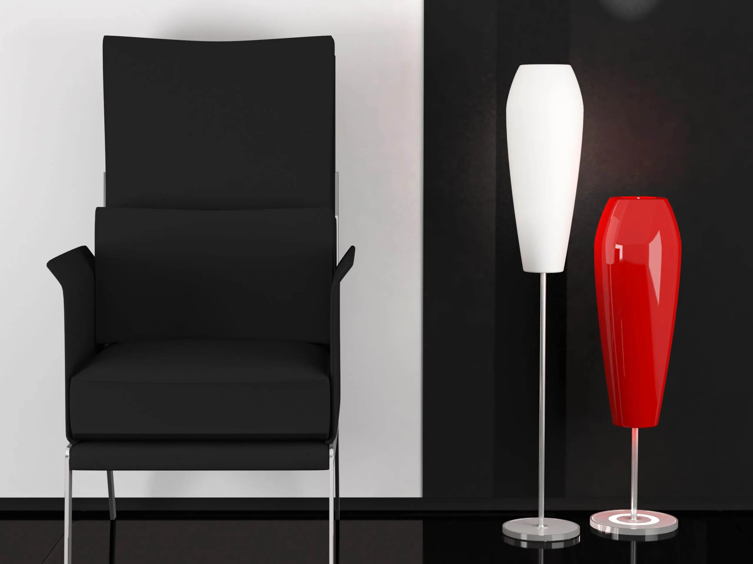 designer chair and designer lamps